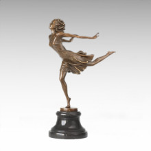 Dancer Figure Statue Run Girl Bronze Sculpture TPE-1023